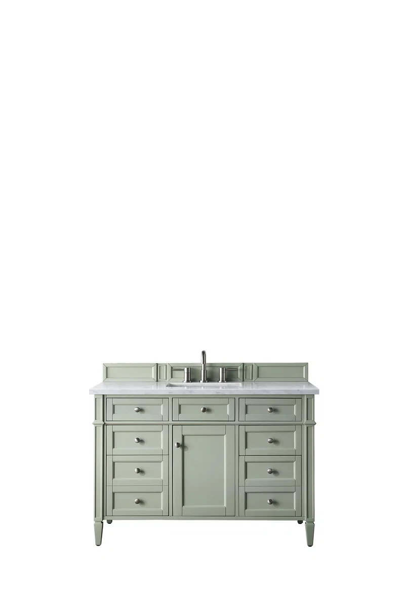 Brittany 48" Single Vanity, Sage Green w/ 3 CM Eternal Jasmine Pearl Silestone Top w/FreePower Wireless Charger