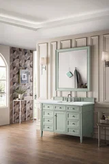 Brittany 48" Single Vanity, Sage Green w/ 3 CM Ethereal Noctis Silestone Top w/FreePower Wireless Charger