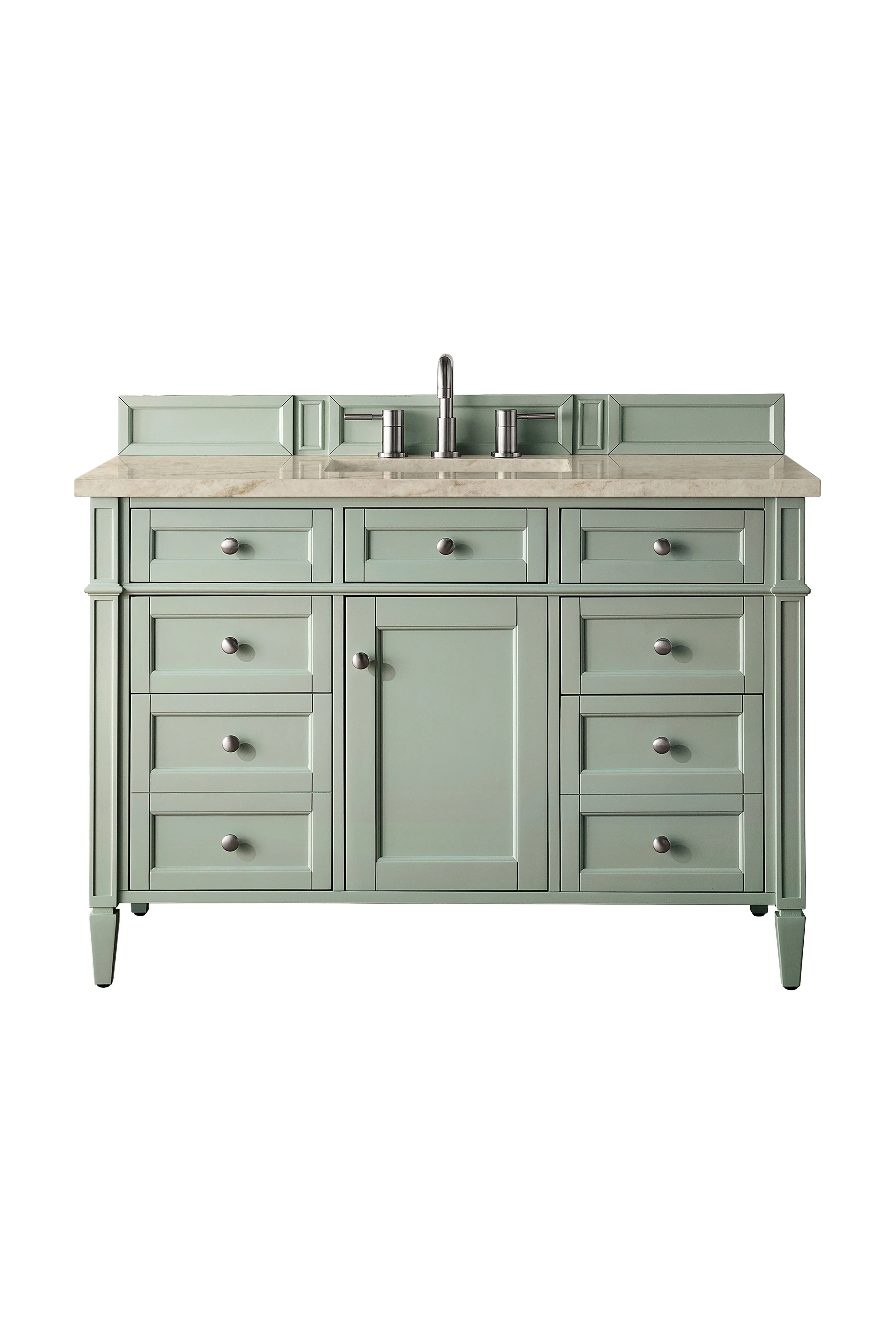 Brittany 48" Single Vanity, Sage Green, w/ 3 CM Tajnar Eclos Top w/FreePower Wireless Charger