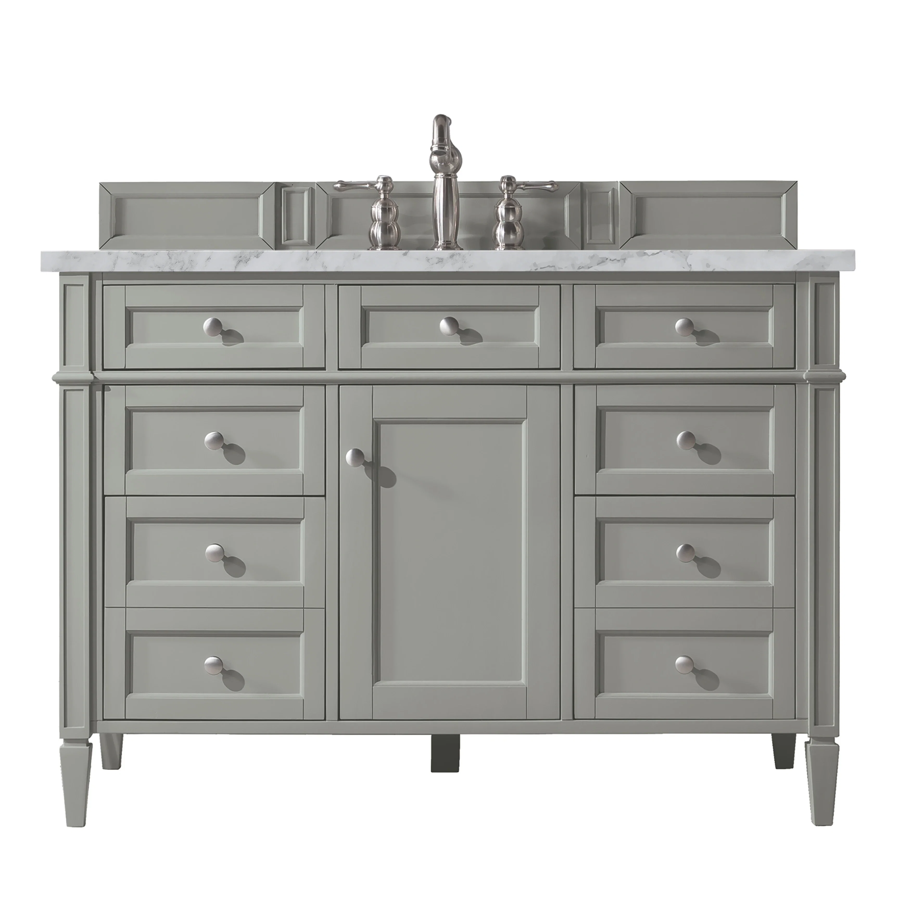 Brittany 48" Single Vanity, Urban Gray w/ 3 CM Carrara Marble Top