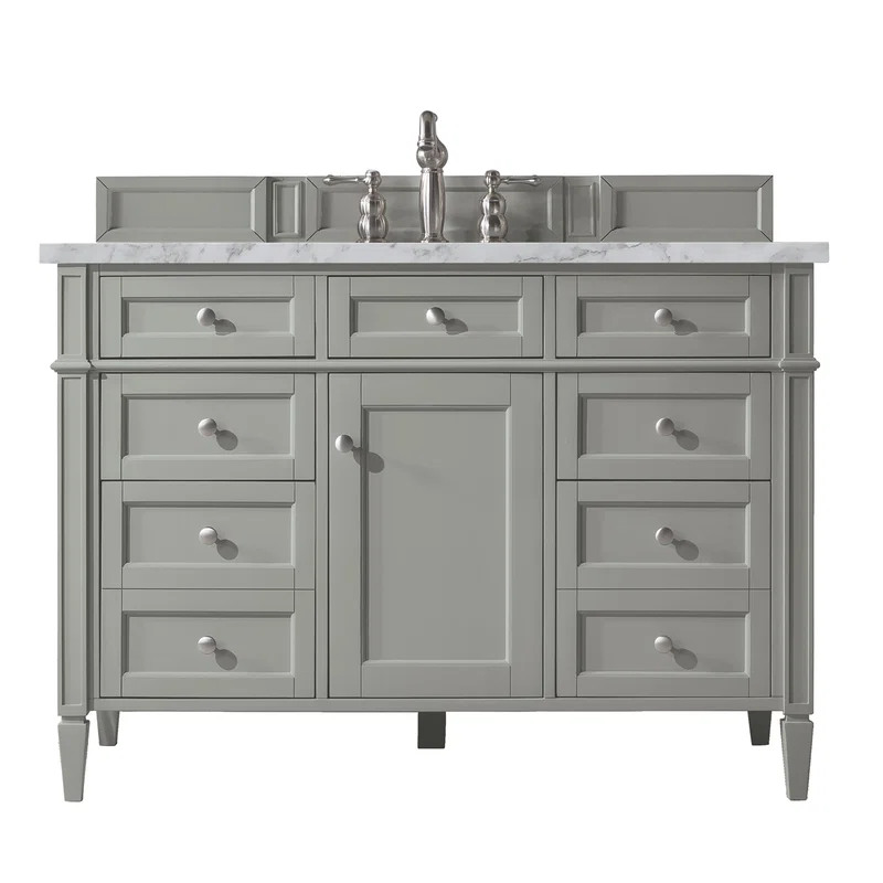 Brittany 48" Single Vanity, Urban Gray w/ 3 CM Carrara Marble Top