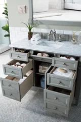 Brittany 48" Single Vanity, Urban Gray w/ 3 CM Carrara Marble Top