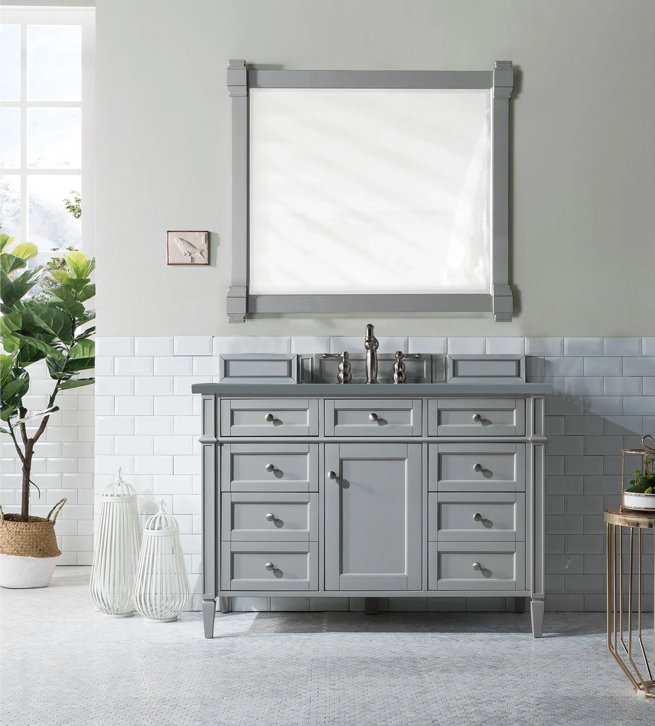 Brittany 48" Single Vanity, Urban Gray w/ 3 CM Cala Blue Silestone Top