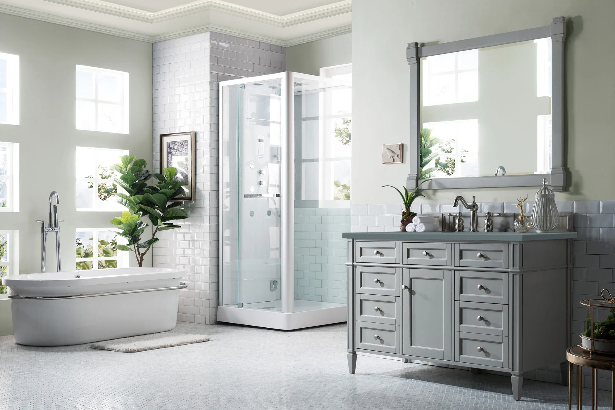Brittany 48" Single Vanity, Urban Gray w/ 3 CM Cala Blue Silestone Top