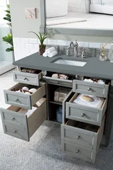 Brittany 48" Single Vanity, Urban Gray w/ 3 CM Cala Blue Silestone Top
