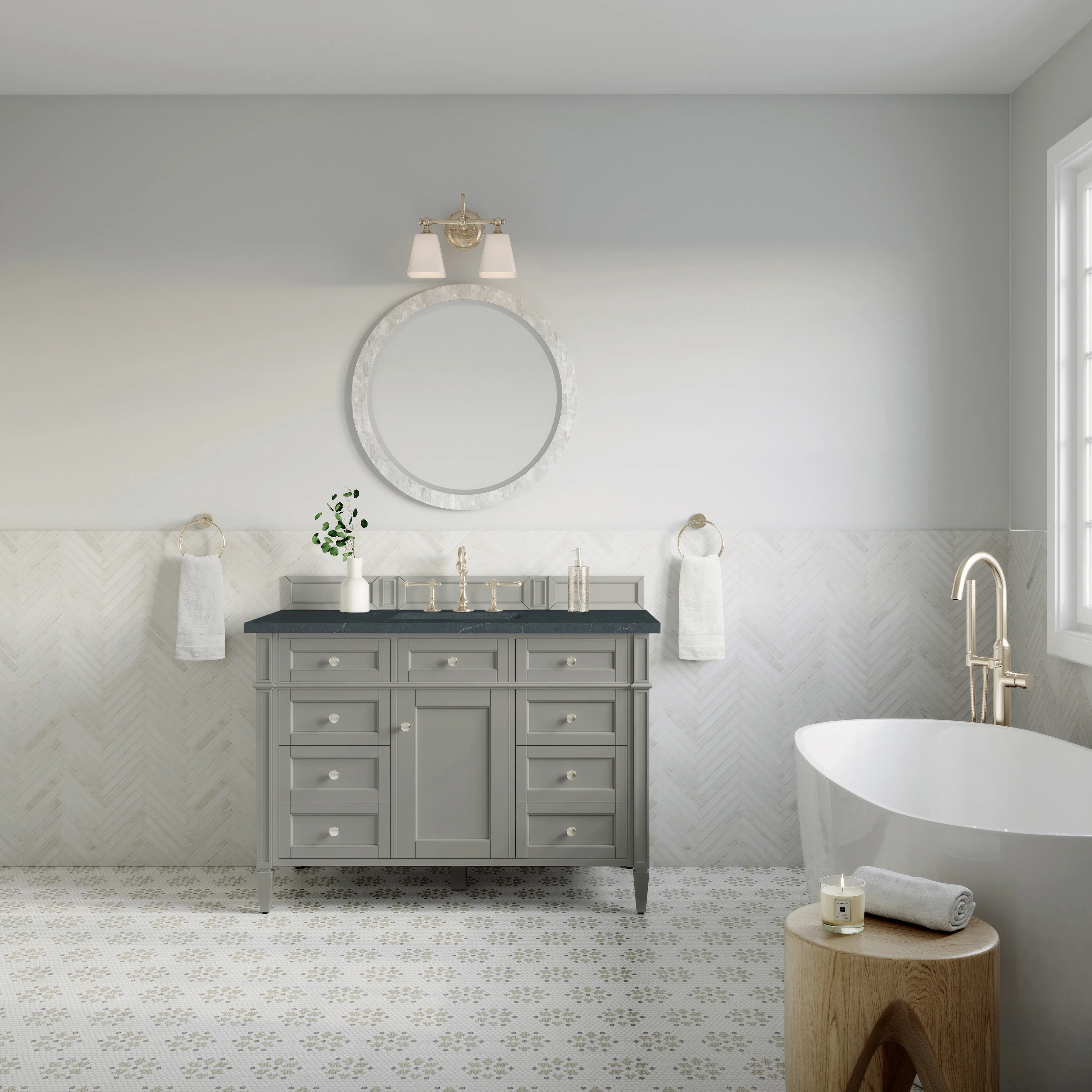 Brittany 48" Single Vanity, Urban Gray w/ 3 CM Charcoal Soapstone Silestone Top