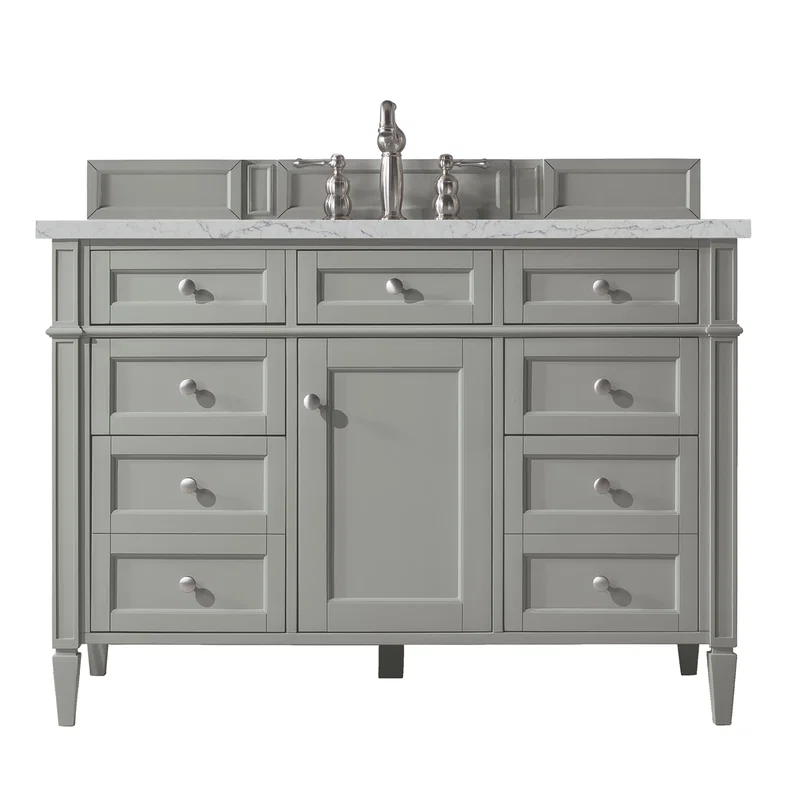 Brittany 48" Single Vanity, Urban Gray w/ 3 CM Eternal Jasmine Pearl Silestone Top