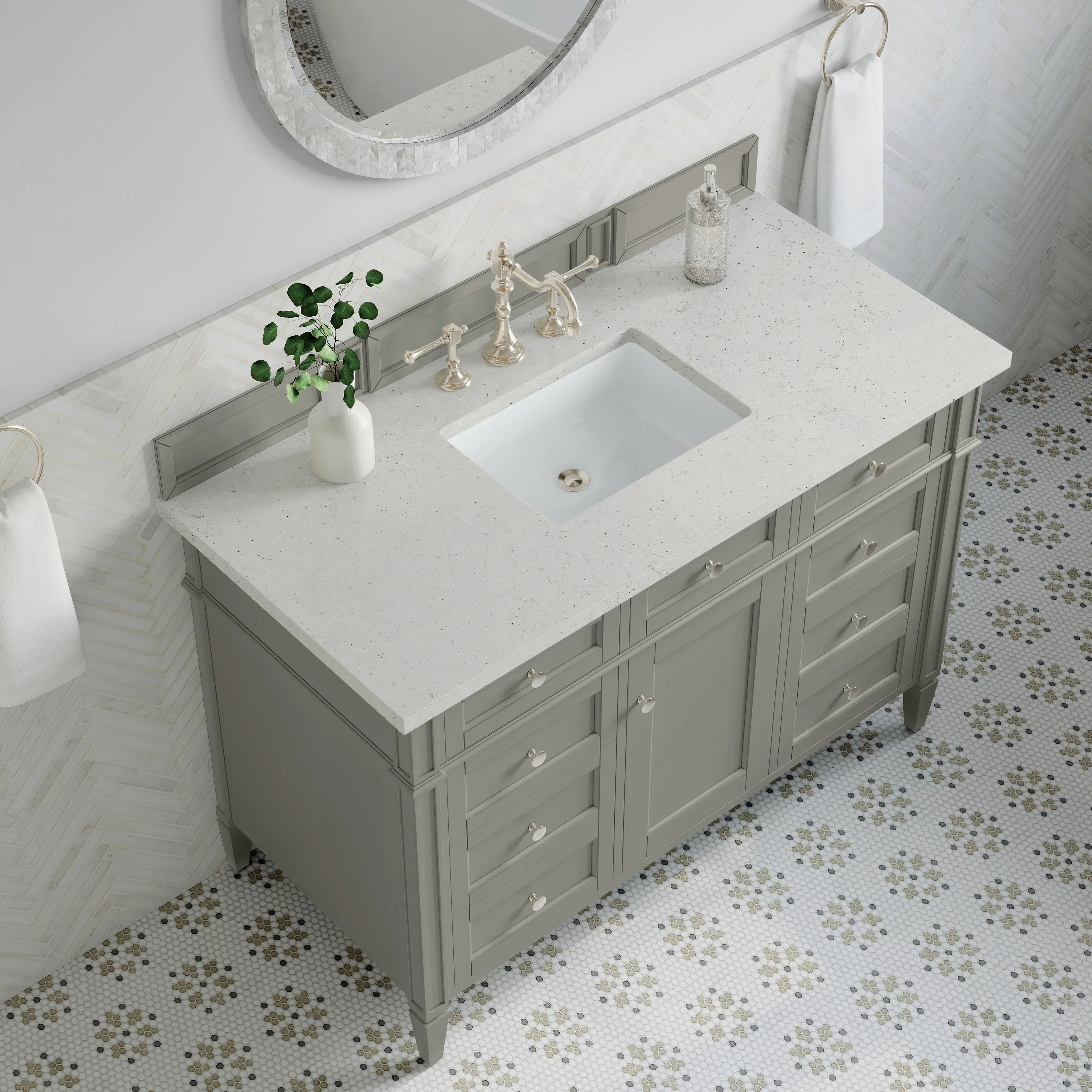 Brittany 48" Single Vanity, Urban Gray w/ 3 CM Lime Delight Silestone Top