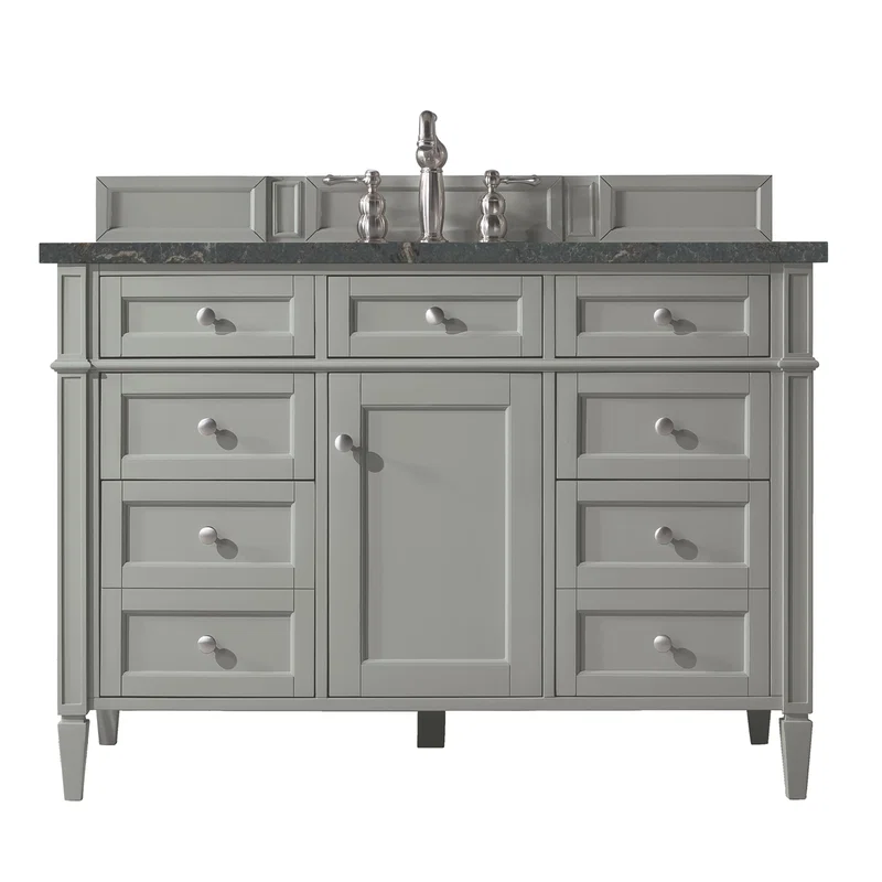 Brittany 48" Single Vanity, Urban Gray w/ 3 CM Parisien Bleu Silestone Top