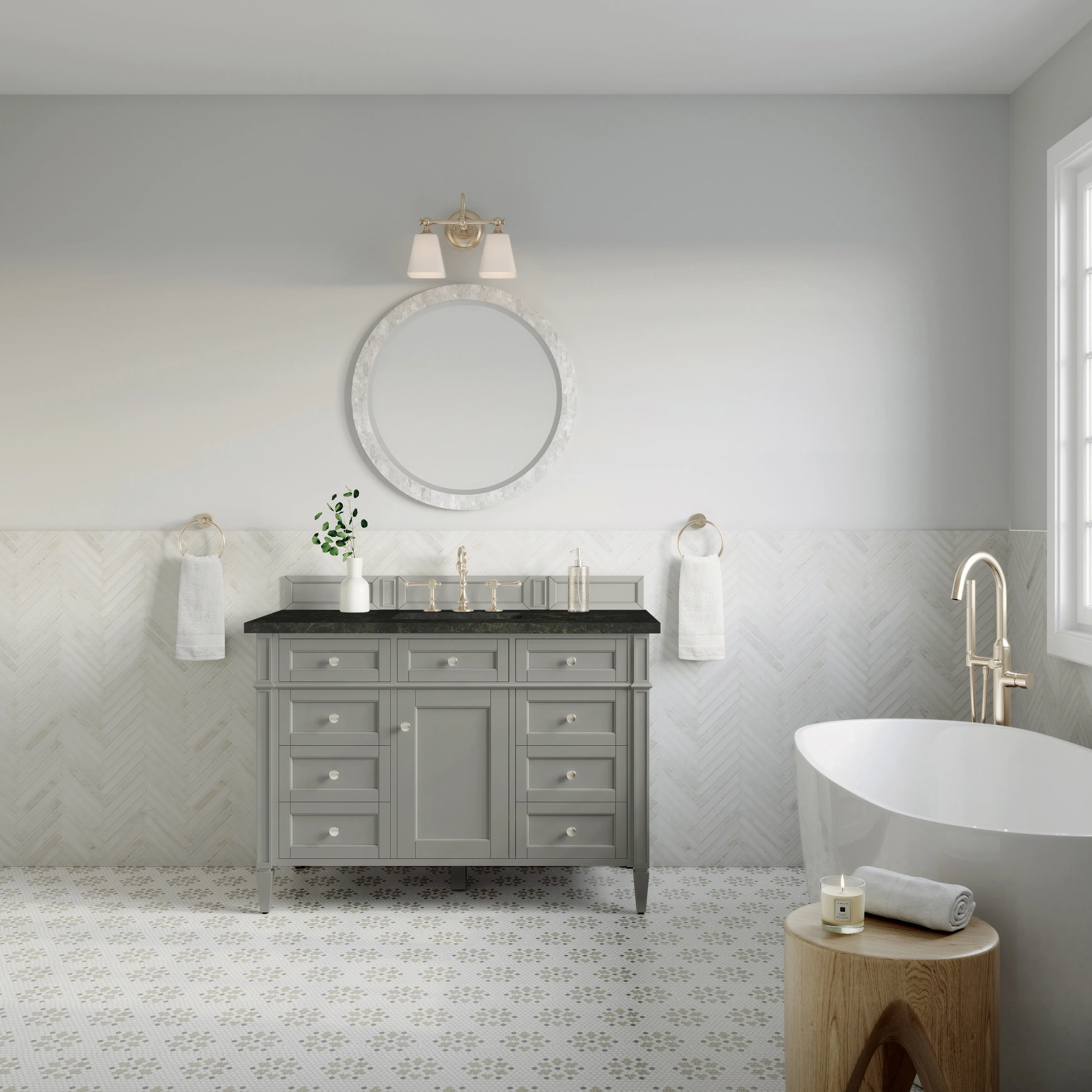 Brittany 48" Single Vanity, Urban Gray, w/ 3 CM Phantome Eclos Top