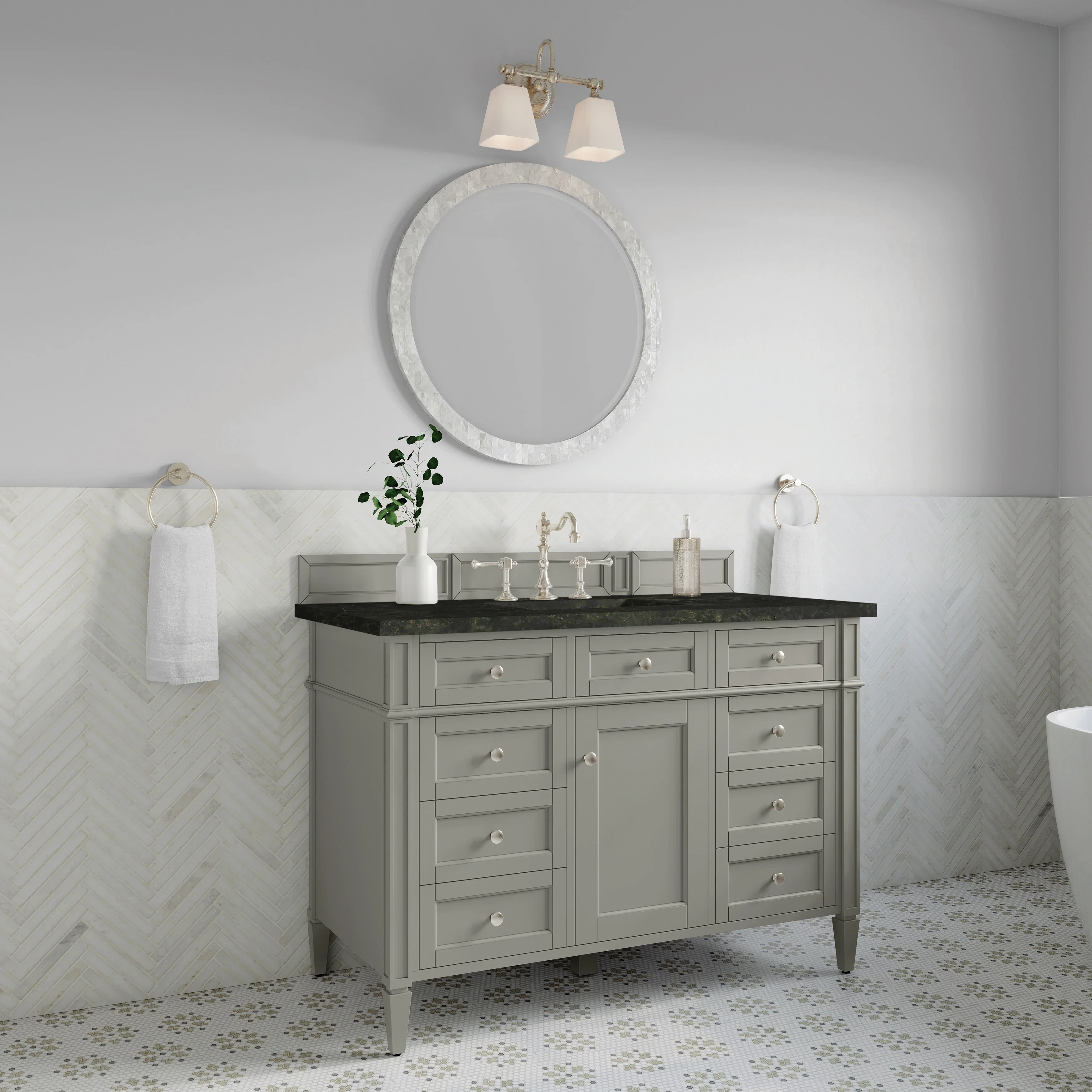 Brittany 48" Single Vanity, Urban Gray, w/ 3 CM Phantome Eclos Top