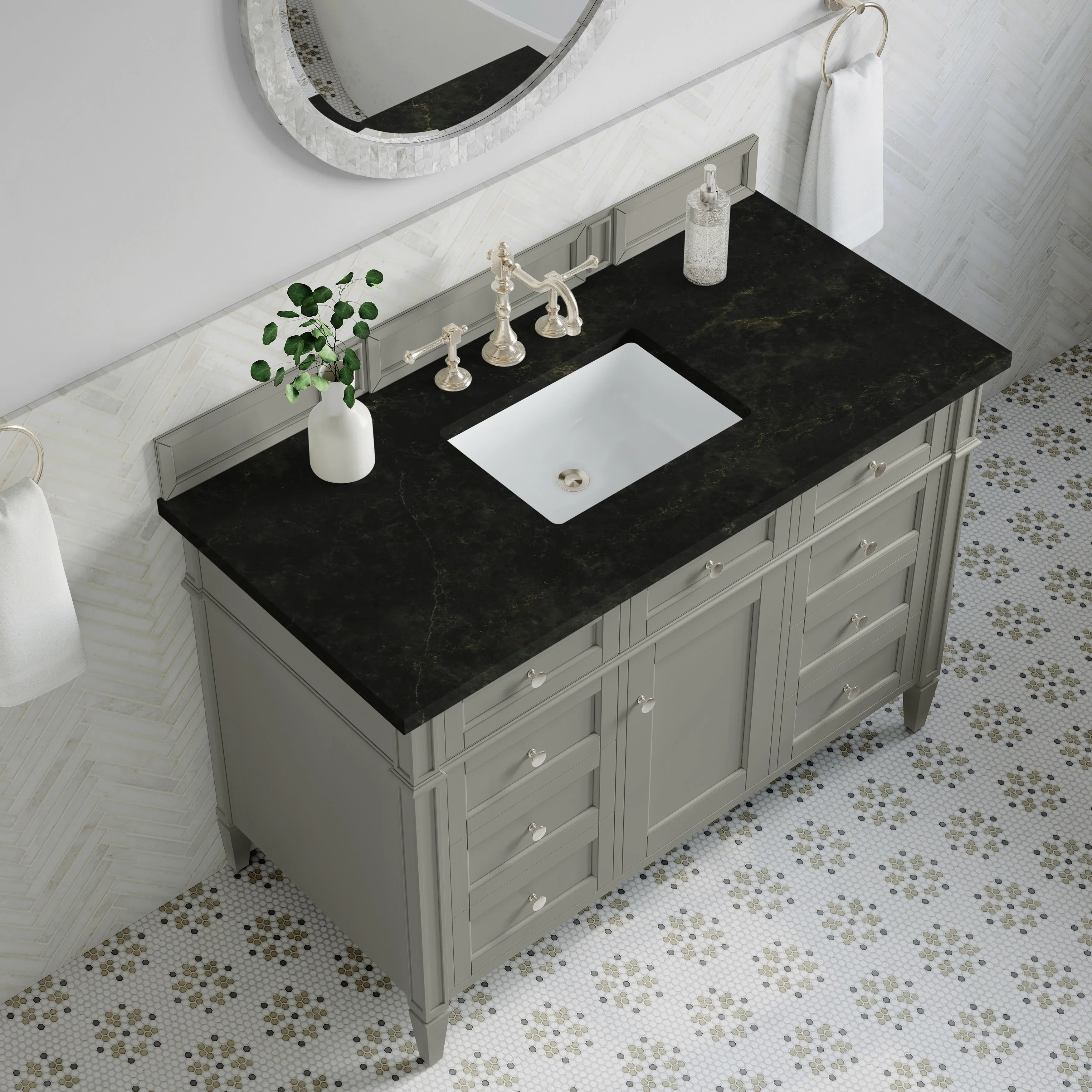 Brittany 48" Single Vanity, Urban Gray, w/ 3 CM Phantome Eclos Top