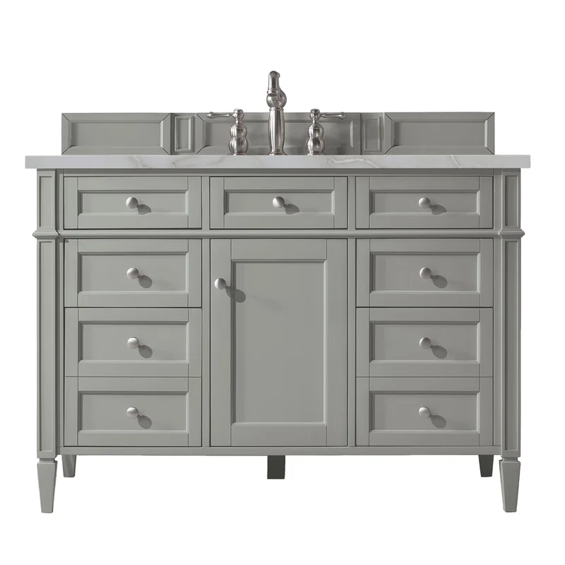 Brittany 48" Single Vanity, Urban Gray w/ 3 CM Victorian Silver Silestone Top