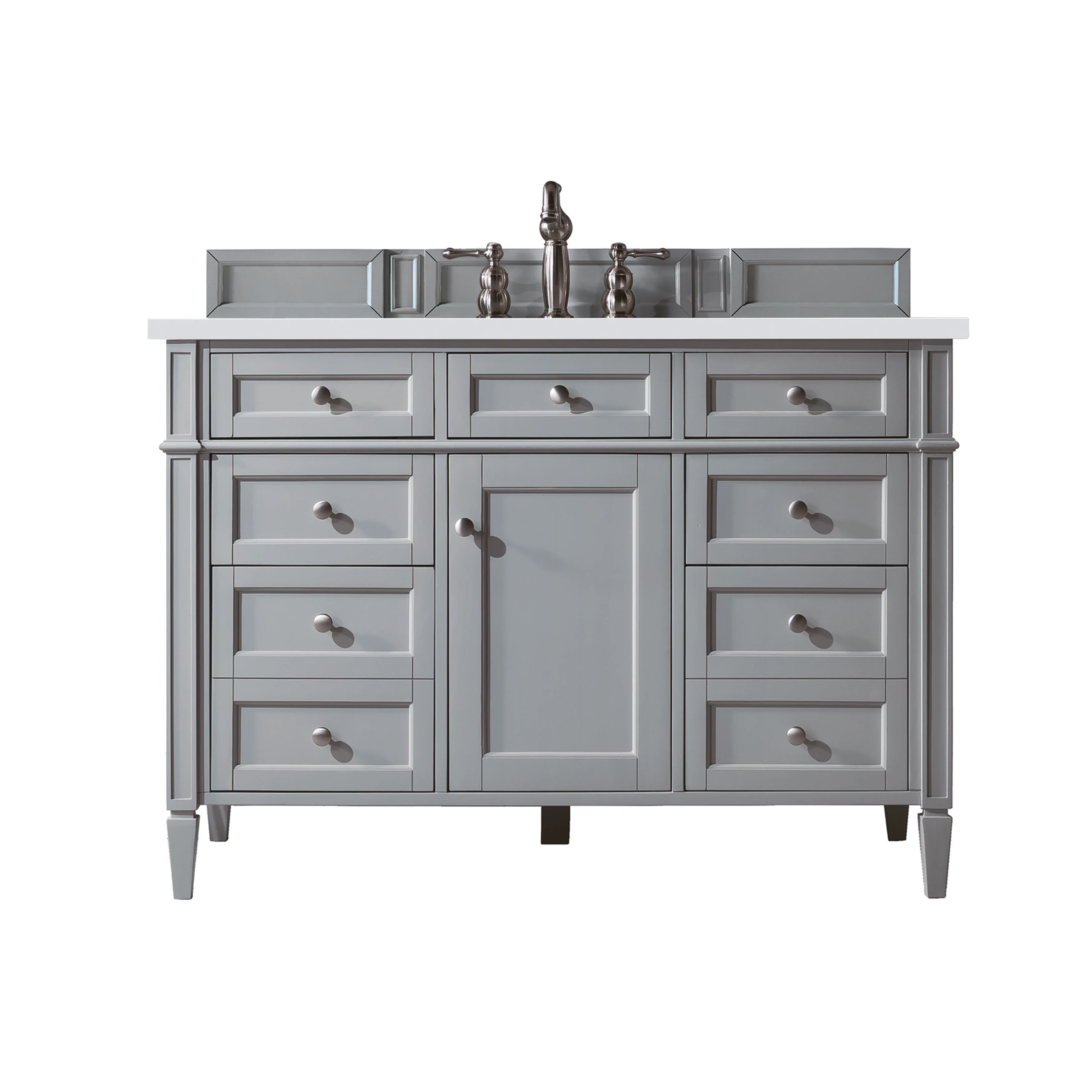 Brittany 48" Single Vanity, Urban Gray w/ 3 CM White Zeus Silestone Top