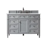 Brittany 48" Single Vanity, Urban Gray w/ 3 CM White Zeus Silestone Top