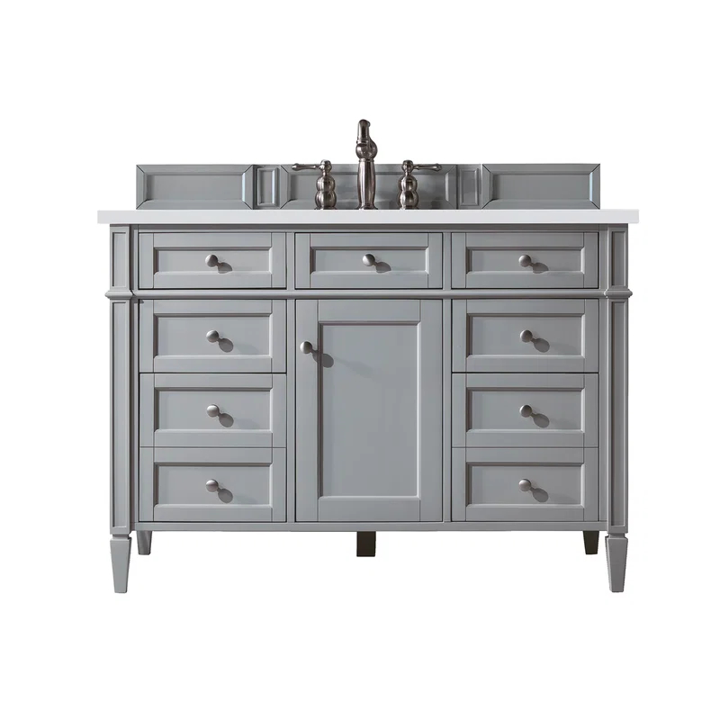 Brittany 48" Single Vanity, Urban Gray w/ 3 CM White Zeus Silestone Top