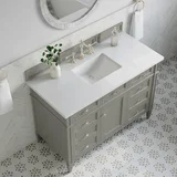 Brittany 48" Single Vanity, Urban Gray w/ 3 CM White Zeus Silestone Top