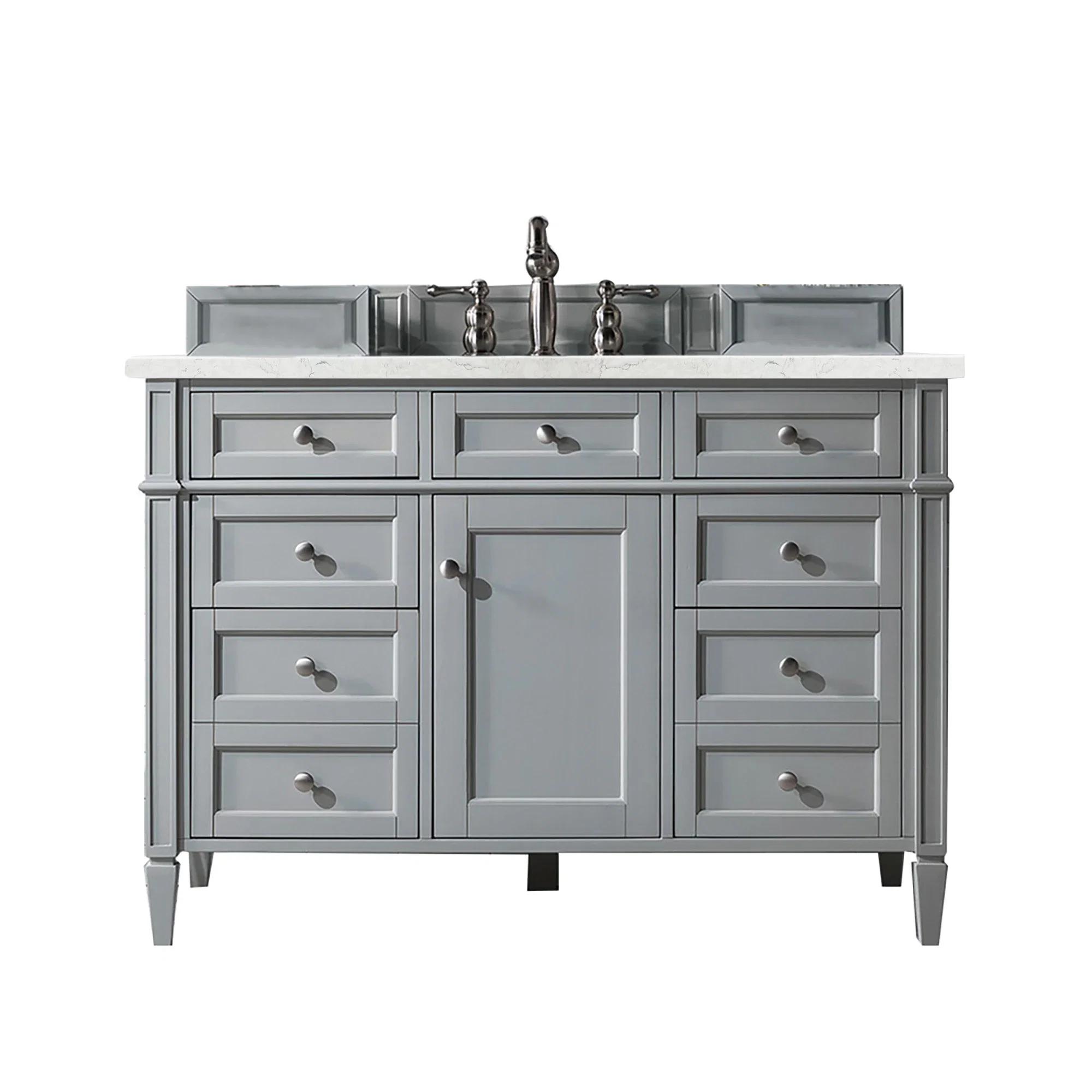 Brittany 48" Single Vanity, Urban Gray w/ 3 CM Eternal Jasmine Pearl Silestone Top w/FreePower Wireless Charger