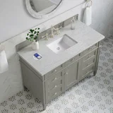 Brittany 48" Single Vanity, Urban Gray w/ 3 CM Eternal Jasmine Pearl Silestone Top w/FreePower Wireless Charger