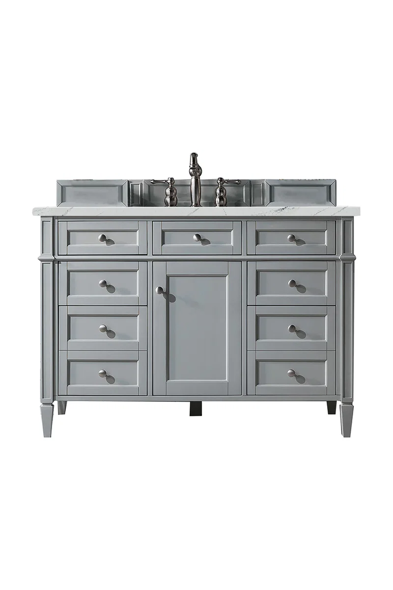 Brittany 48" Single Vanity, Urban Gray w/ 3 CM Ethereal Noctis Silestone Top w/FreePower Wireless Charger