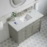 Brittany 48" Single Vanity, Urban Gray w/ 3 CM Ethereal Noctis Silestone Top w/FreePower Wireless Charger