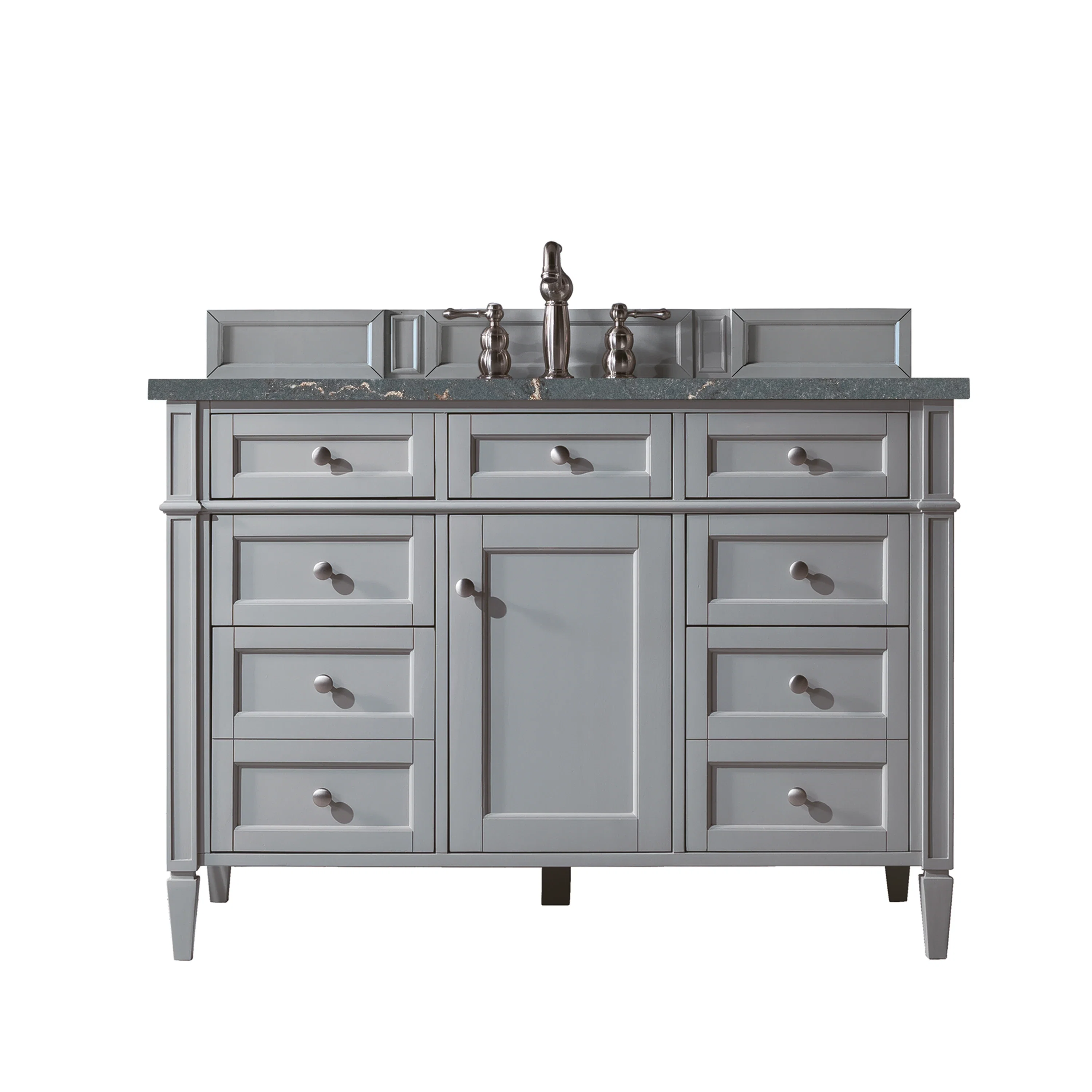 Brittany 48" Single Vanity, Urban Gray w/ 3 CM Parisien Bleu Silestone Top w/FreePower Wireless Charger