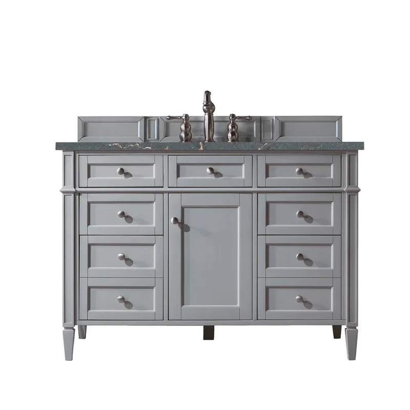 Brittany 48" Single Vanity, Urban Gray w/ 3 CM Parisien Bleu Silestone Top w/FreePower Wireless Charger