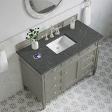 Brittany 48" Single Vanity, Urban Gray w/ 3 CM Parisien Bleu Silestone Top w/FreePower Wireless Charger