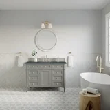Brittany 48" Single Vanity, Urban Gray w/ 3 CM Parisien Bleu Silestone Top w/FreePower Wireless Charger