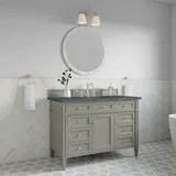 Brittany 48" Single Vanity, Urban Gray w/ 3 CM Parisien Bleu Silestone Top w/FreePower Wireless Charger