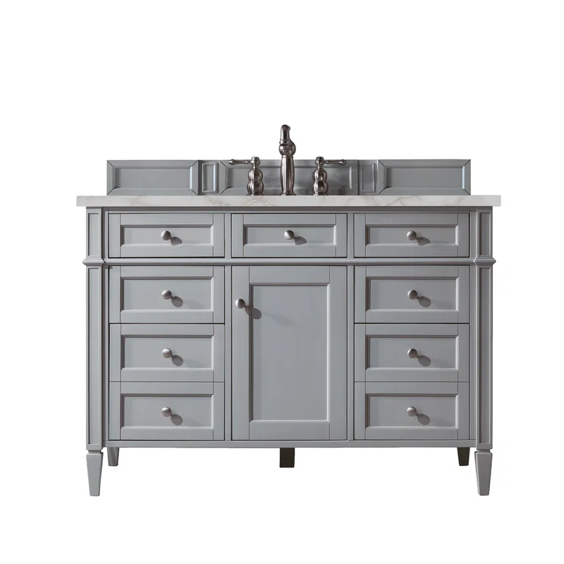 Brittany 48" Single Vanity, Urban Gray w/ 3 CM Victorian Silver Silestone Top w/FreePower Wireless Charger