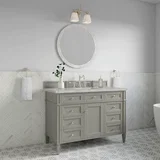 Brittany 48" Single Vanity, Urban Gray w/ 3 CM Victorian Silver Silestone Top w/FreePower Wireless Charger