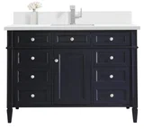 Brittany 48" Single Vanity, Victory Bleu w/ Single Hole 3 CM White Zeus Silestone Top & Backsplash