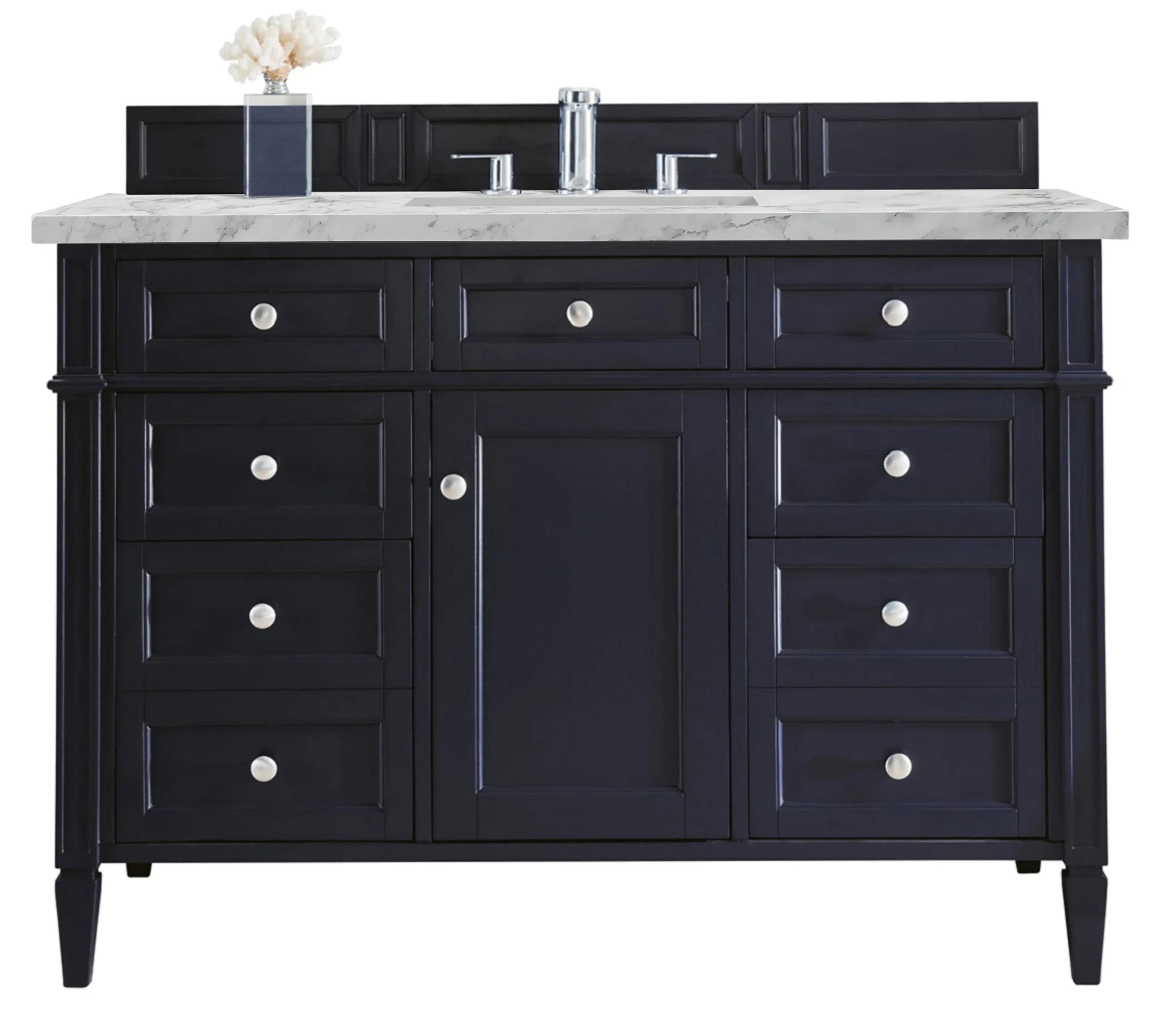 Brittany 48" Single Vanity, Victory Blue w/ 3 CM Carrara Marble Top