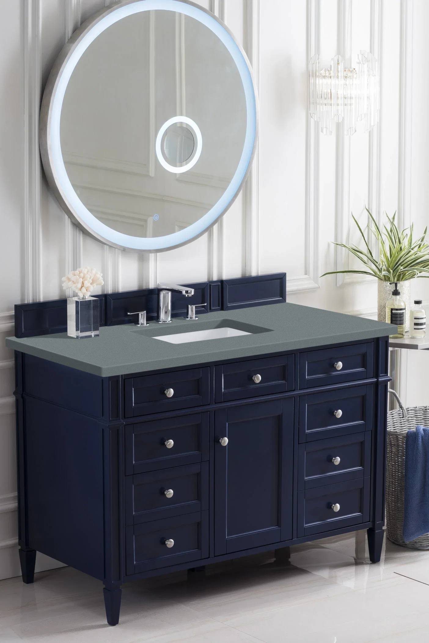 Brittany 48" Single Vanity, Victory Blue w/ 3 CM Cala Blue Silestone Top