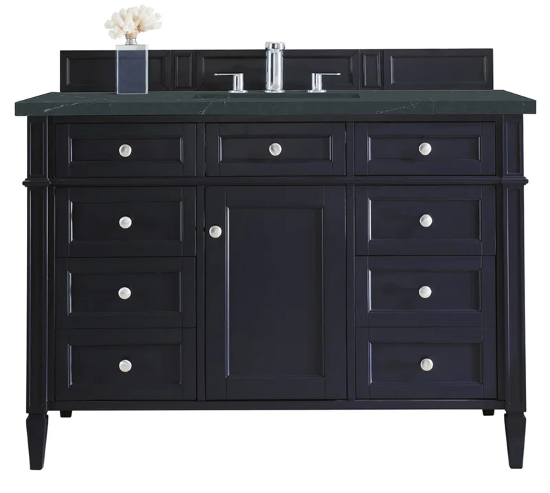Brittany 48" Single Vanity, Victory Blue w/ 3 CM Charcoal Soapstone Silestone Top