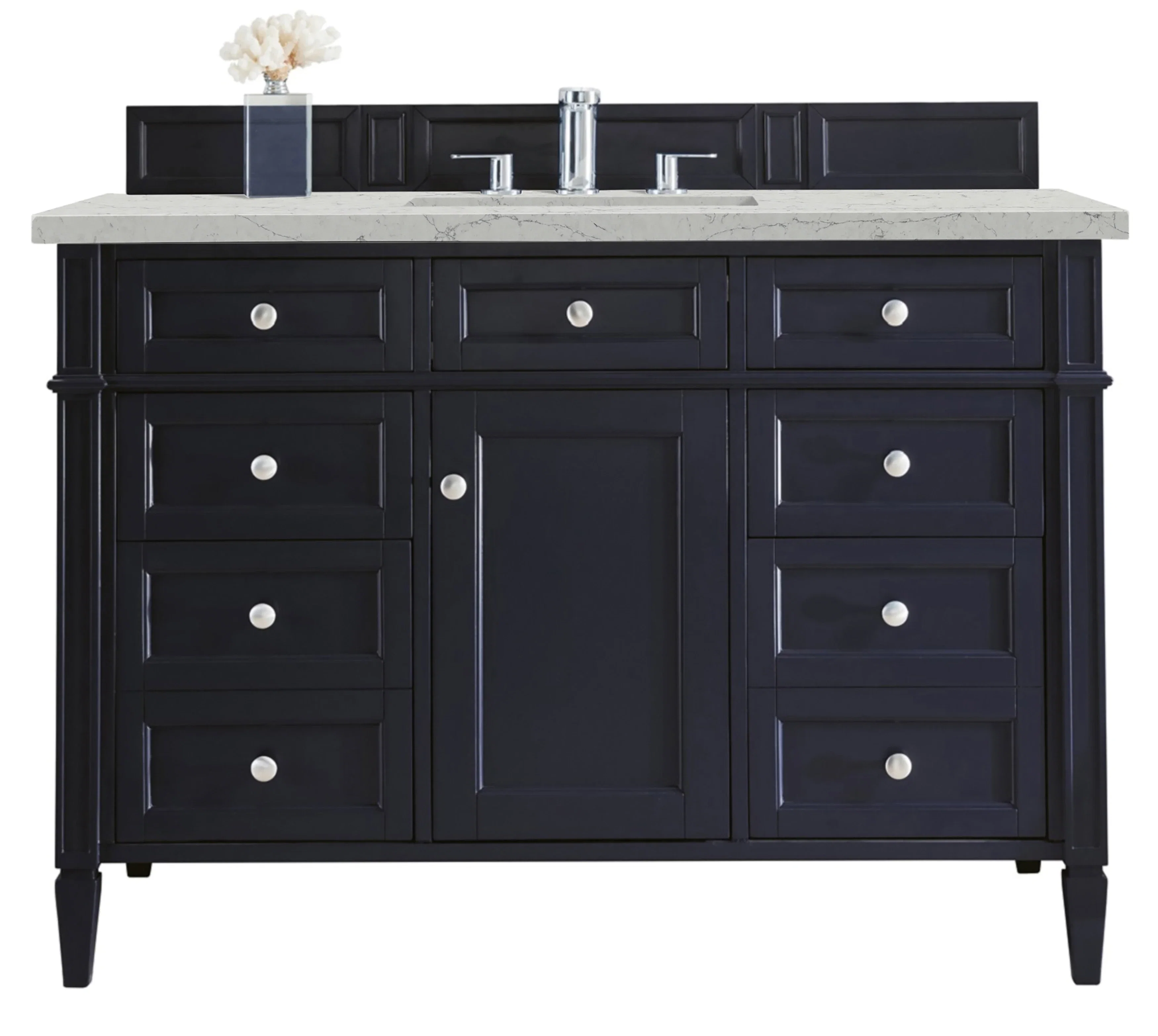 Brittany 48" Single Vanity, Victory Blue w/ 3 CM Eternal Jasmine Pearl Silestone Top