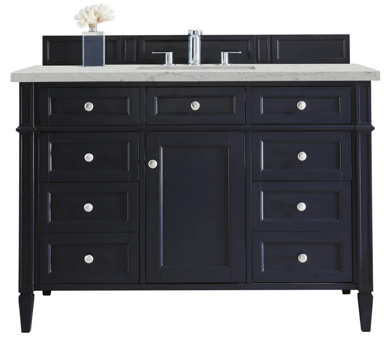 Brittany 48" Single Vanity, Victory Blue w/ 3 CM Eternal Jasmine Pearl Silestone Top