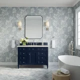 Brittany 48" Single Vanity, Victory Blue w/ 3 CM Eternal Jasmine Pearl Silestone Top