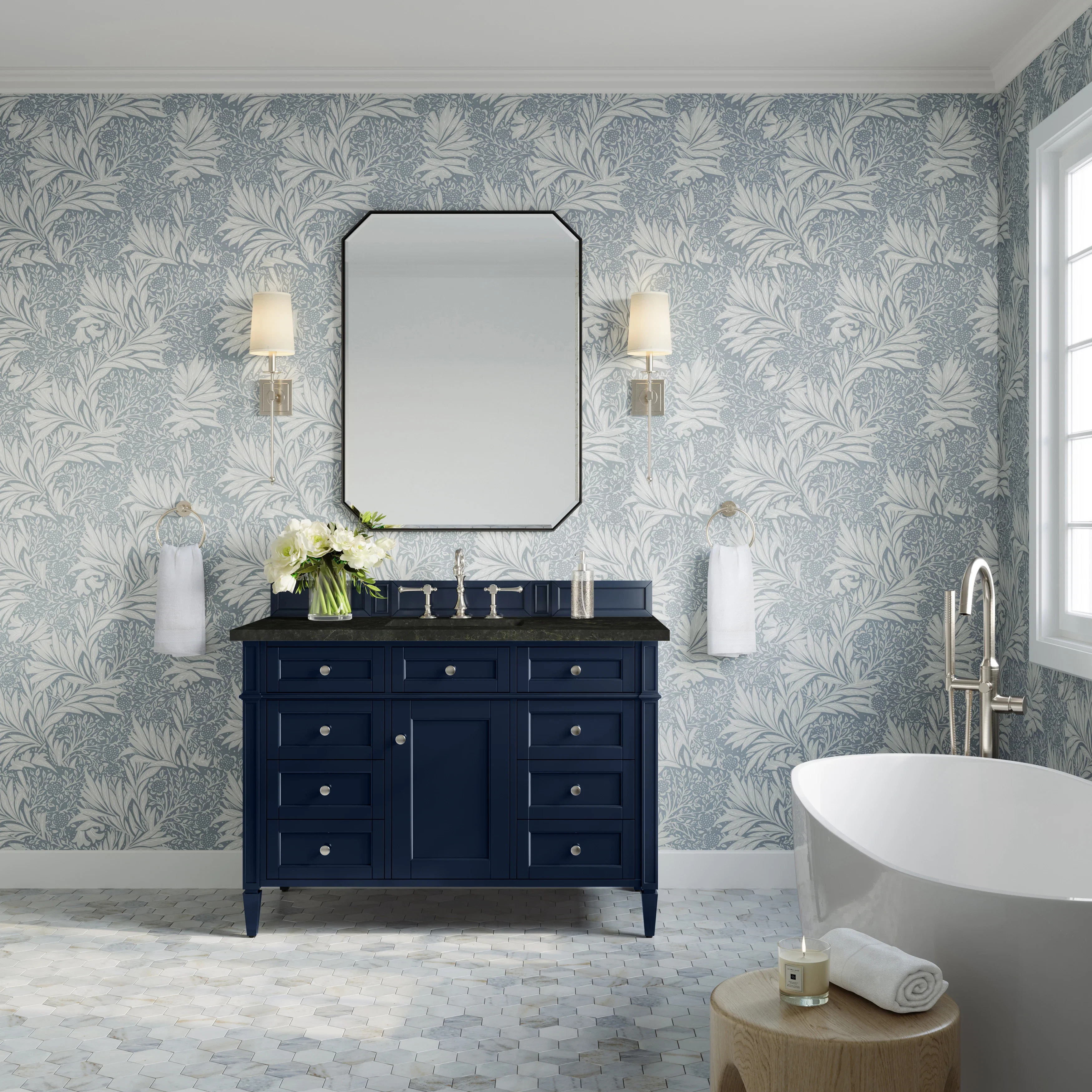 Brittany 48" Single Vanity, Victory Blue, w/ 3 CM Phantome Eclos Top