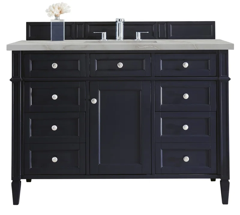 Brittany 48" Single Vanity, Victory Bleu w/ 3 CM Victorian Silver Silestone Top