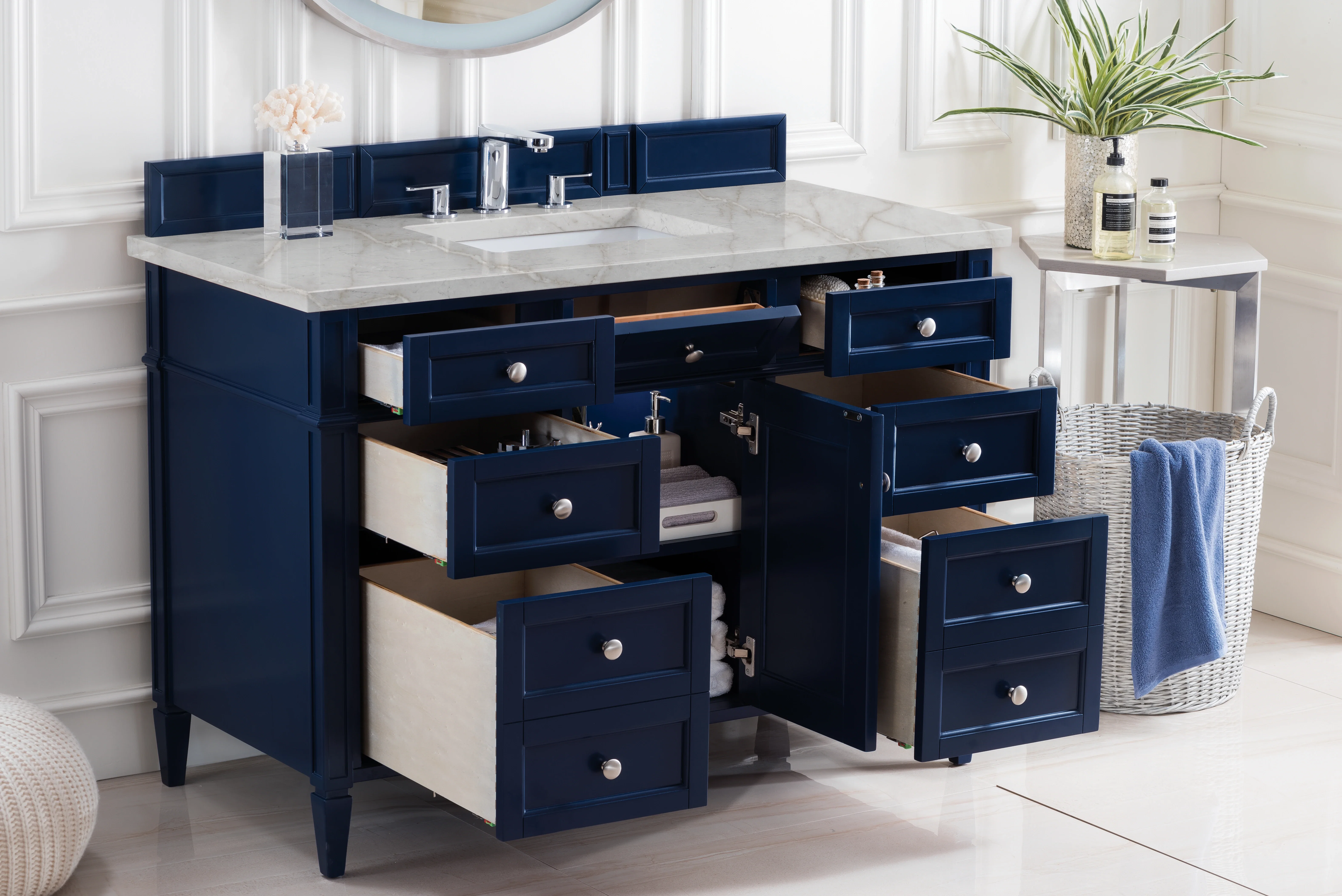 Brittany 48" Single Vanity, Victory Bleu w/ 3 CM Victorian Silver Silestone Top