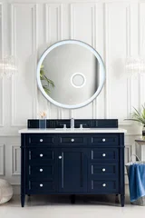 Brittany 48" Single Vanity, Victory Blue w/ 3 CM Eternal Jasmine Pearl Silestone Top w/FreePower Wireless Charger