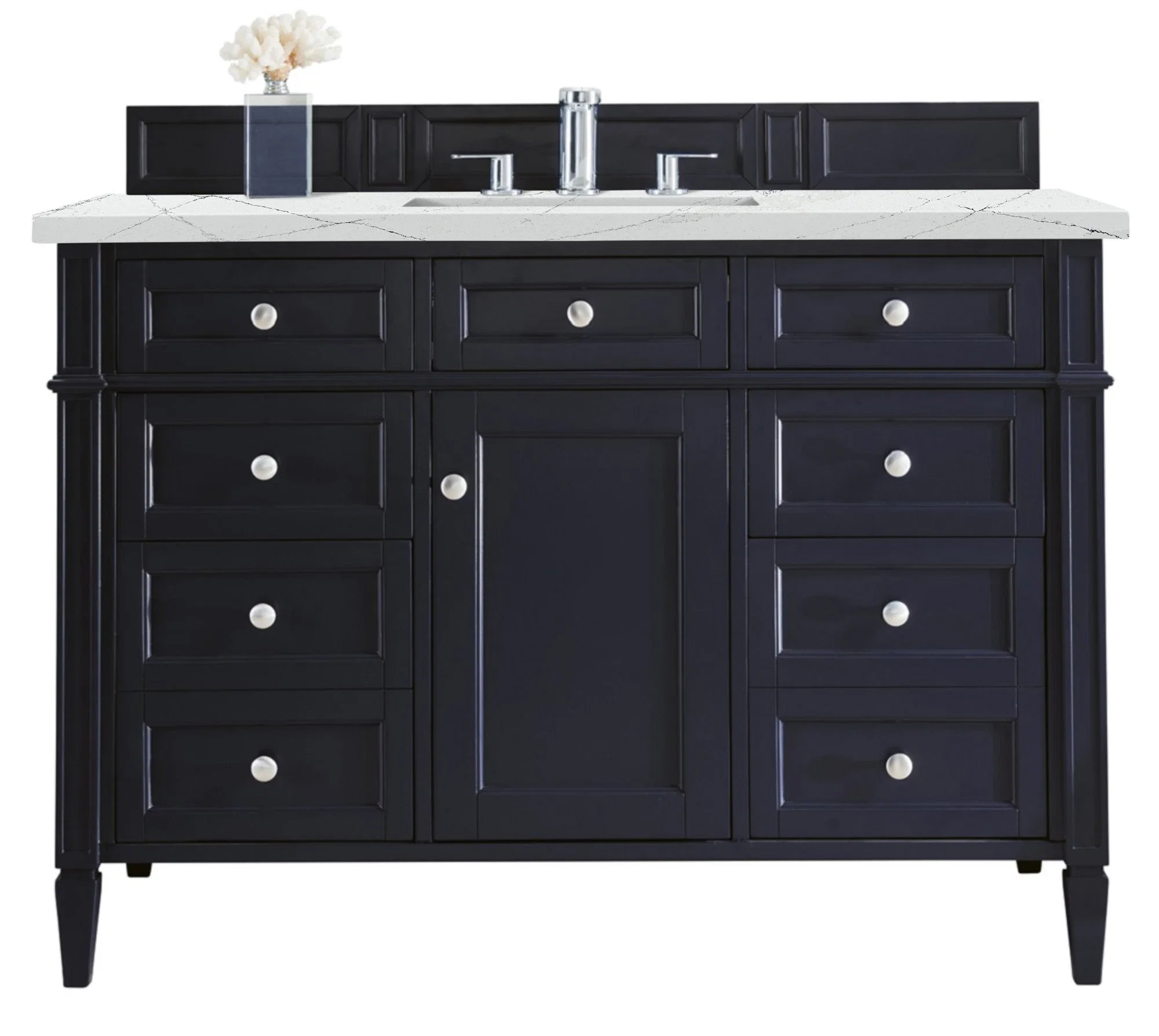 Brittany 48" Single Vanity, Victory Blue w/ 3 CM Ethereal Noctis Silestone Top w/FreePower Wireless Charger