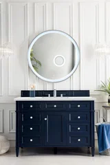 Brittany 48" Single Vanity, Victory Blue w/ 3 CM Ethereal Noctis Silestone Top w/FreePower Wireless Charger