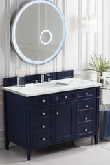 Brittany 48" Single Vanity, Victory Blue w/ 3 CM Ethereal Noctis Silestone Top w/FreePower Wireless Charger