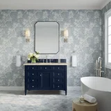 Brittany 48" Single Vanity, Victory Blue, w/ 3 CM Tajnar Eclos Top w/FreePower Wireless Charger