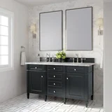 Brittany 60" Double Vanity, Black Onyx w/ 3 CM Carrara Marble Top