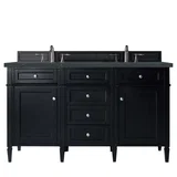 Brittany 60" Double Vanity, Black Onyx w/ 3 CM Charcoal Soapstone Silestone Top