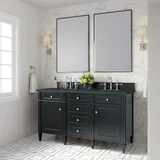 Brittany 60" Double Vanity, Black Onyx w/ 3 CM Charcoal Soapstone Silestone Top